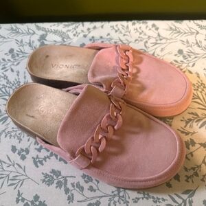 Vionic Georgie Slip On Chain Mule Pink Suede size 8